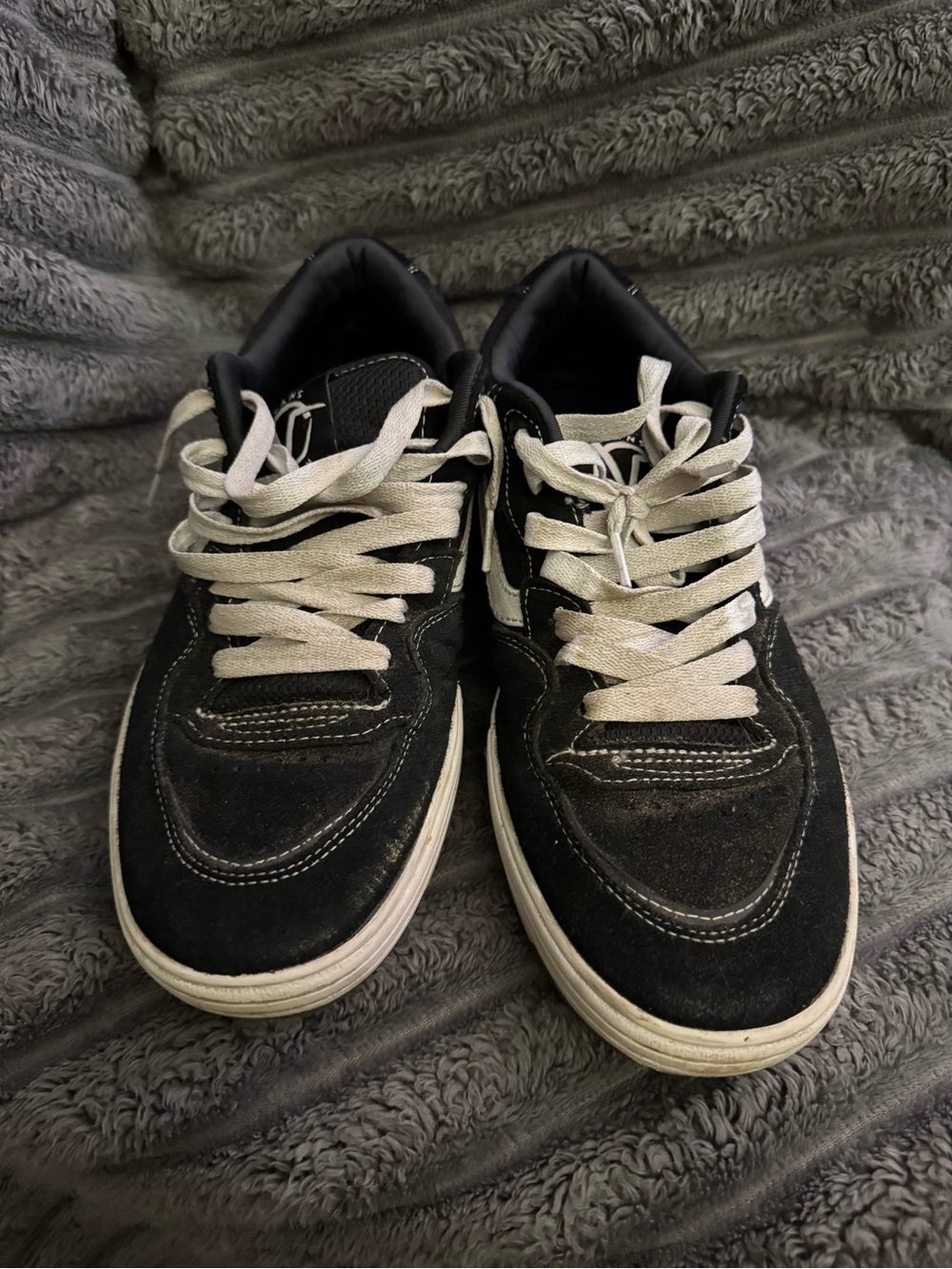 Vans Black Suede Low-Top Sneakers with White Accents